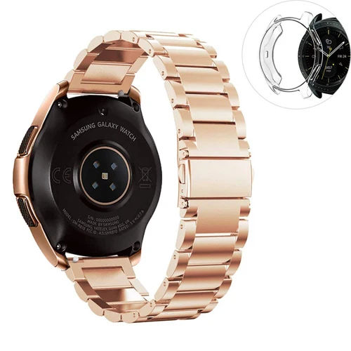 rose gold Чехол для часов+ ремешок для samsung galaxy watch 46 мм S3 Frontier/классический huawei gt ремешок для часов из нержавеющей стали 22 мм/20 мм браслет - Цвет ремешка: rose gold