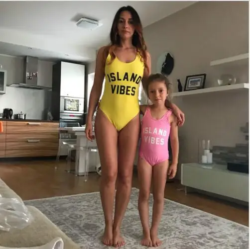 ISLAND VIBES Family Matching Swimwear Mommy and Me Swimsuits One Piece Bikini Mom Daughter Dress Clothes Beach Bathing Suit | Мать и