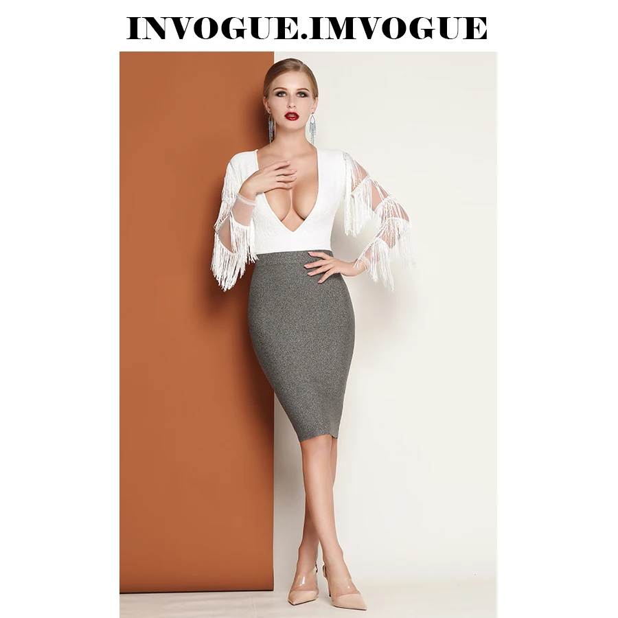 INVOGUE. Женский облегающий топ с кисточками ivogue белый v образным вырезом и длинными