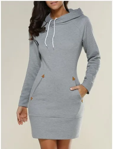 Осень-зима теплые длинные толстовка с капюшоном Для женщин 2018 Bodycon Повседневное
