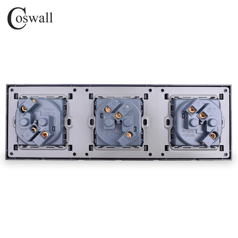 COSWALL Высокое качество стены мощность 3 Way Разъем заземлен 16A ЕС стандартный