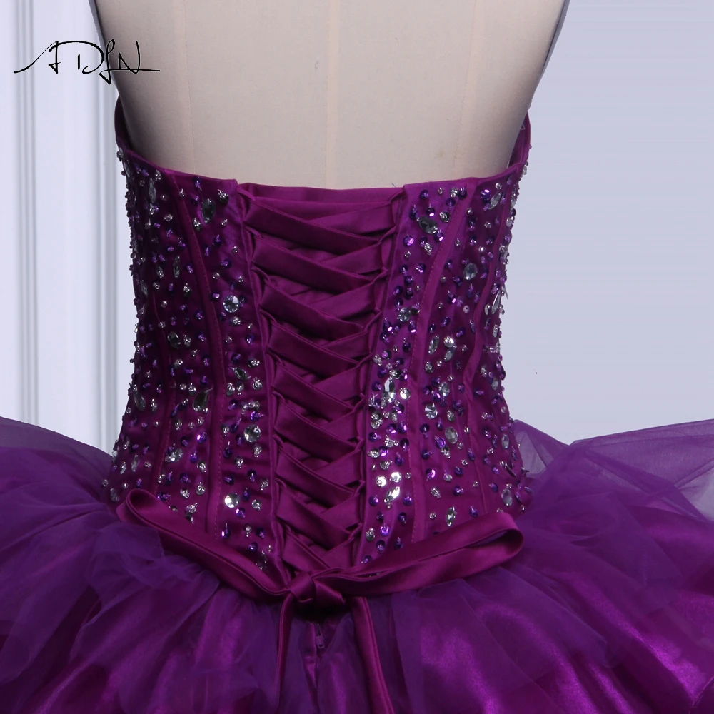 ADLN элегантный корсет фиолетовые платья Quinceanera Настоящее фото бальное платье из