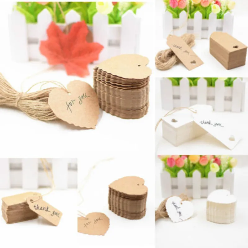 100 шт. крафт бумага бирки для свадебной вечеринки ярлык цена подарочные карты +