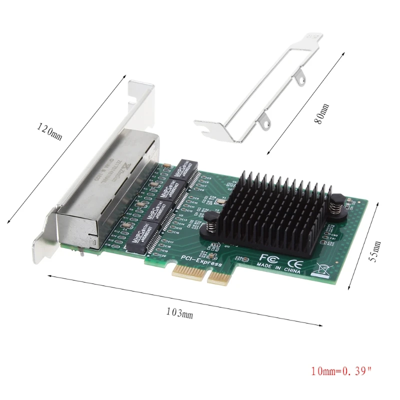 Горячий 10/100/1000M PCI-E PCI Express 4x Gigabit карты 4 порт Ethernet сетевой адаптер