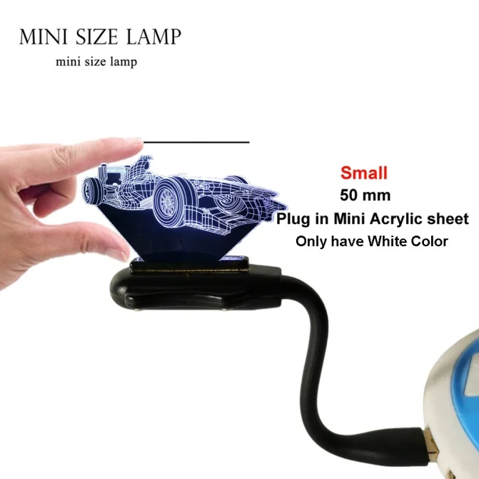 Mini Size USB Lamp Прохладный формула гоночный автомобиль 3D светодиодный ночной Светильник подставка акриловая настольная лампа вечерние домашний декор, спортивный костюм для мальчиков, игрушка, подарок на день рождения, рождественский подарок - Испускаемый цвет: Mini Size USB Lamp