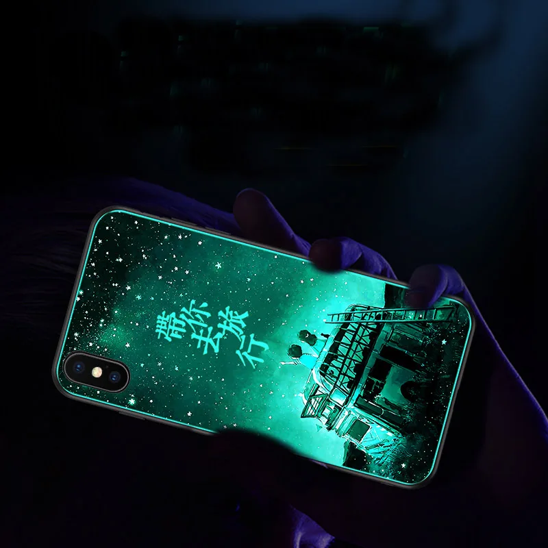 SemgCeKen светящееся закаленное стекло чехол для iPhone 5 5S SE 6 6s 7 8 plus x xs max xr роскошный