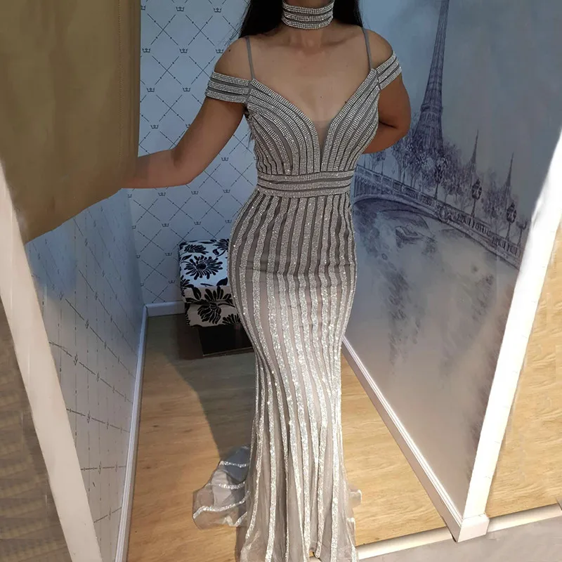 Robe de soiree 2018 Длинные вечерние платья Русалка блестящие пайетки с открытыми
