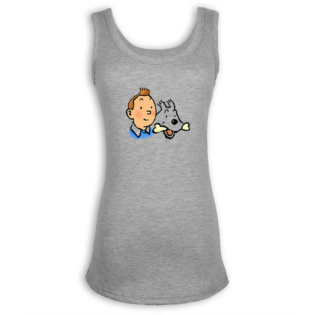 Женская майка Tintin и заснеженные топ с интересными изображениями героев смешные