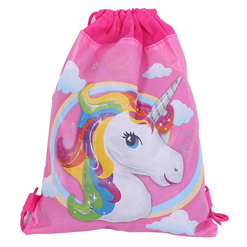 12 шт./лот, украшение для дня рождения, Mochila, Детские сувениры, единорог, тема для девочек, нетканый материал, шнурок, подарок для ребенка