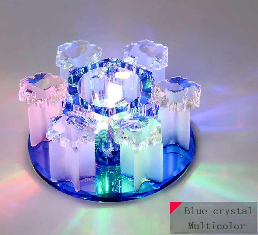 Blue Хрустальный светодиодный потолочный светильник AC90-260V 3 Вт 5 Вт Современный хрустальный потолочный светодиодный светильник светодиодный потолочный светильник для гостиной - Цвет корпуса: Blue