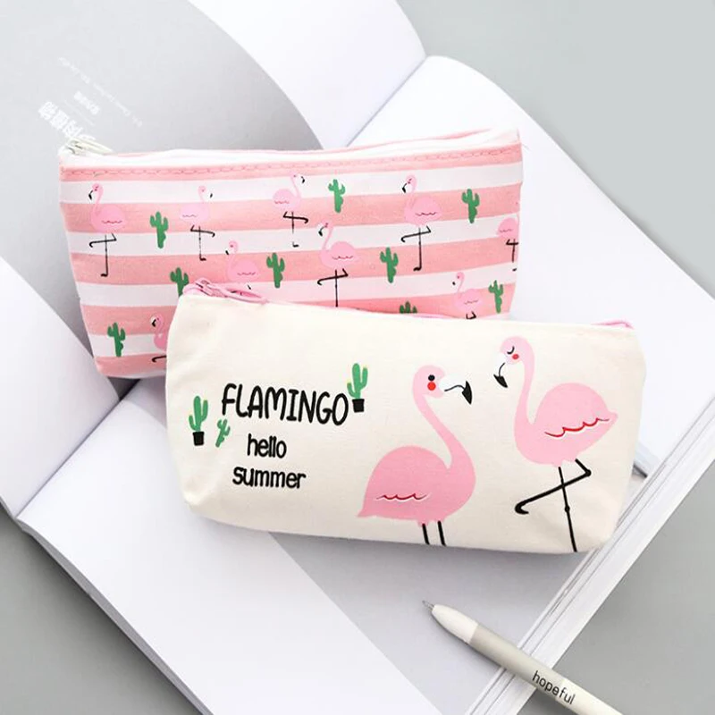 Популярные розовые фламинго и единороги сумка для карандашей Канцелярия