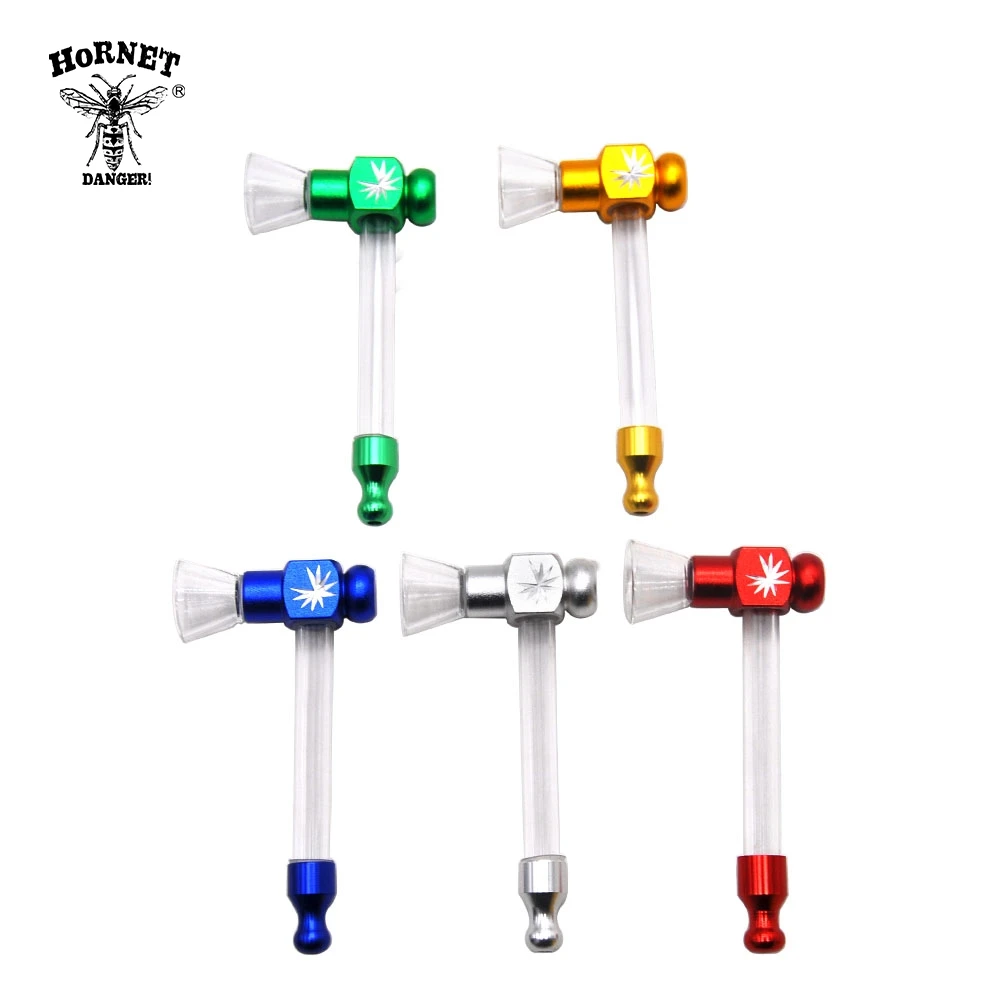 HORNET стеклянные курительные трубки листья тяга 13 мм Металлические травы трубы