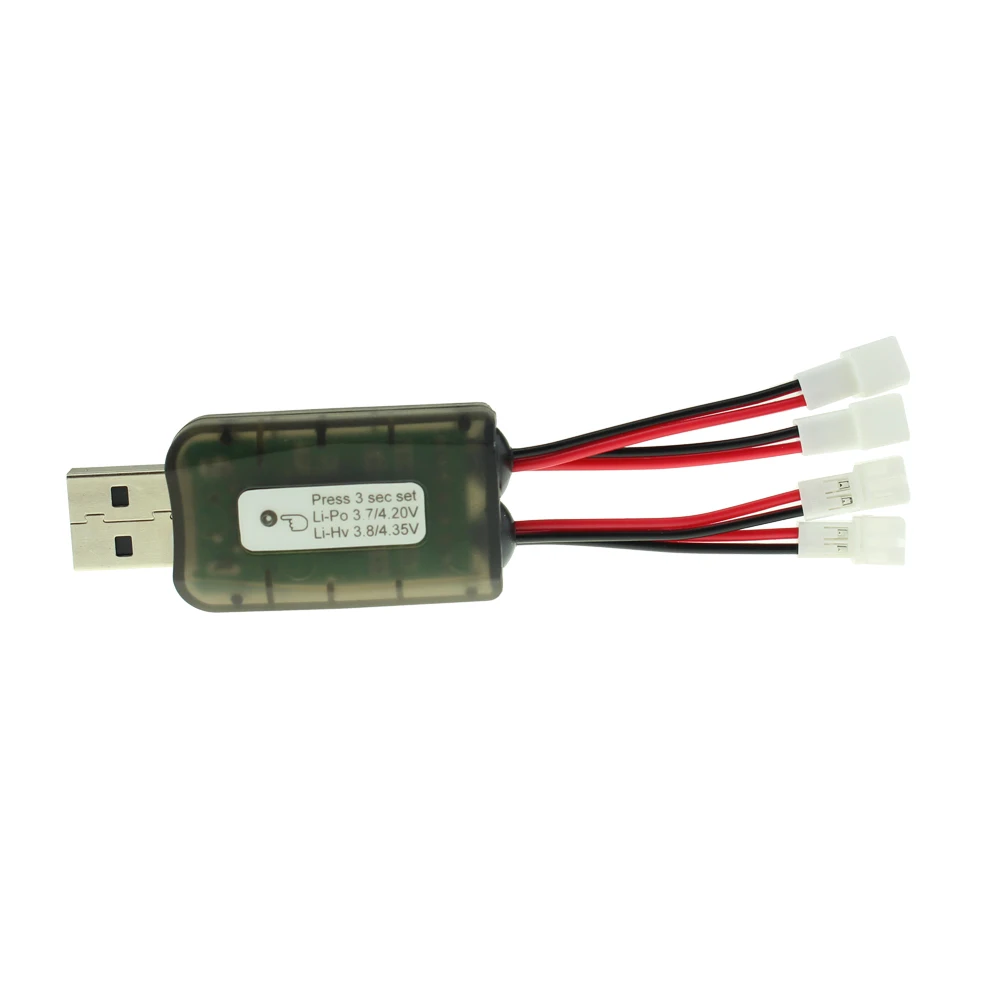 Зарядное устройство AOKoda CX405 4 канала Micro USB для 1S Lipo LiHV радиоуправляемого вертолета