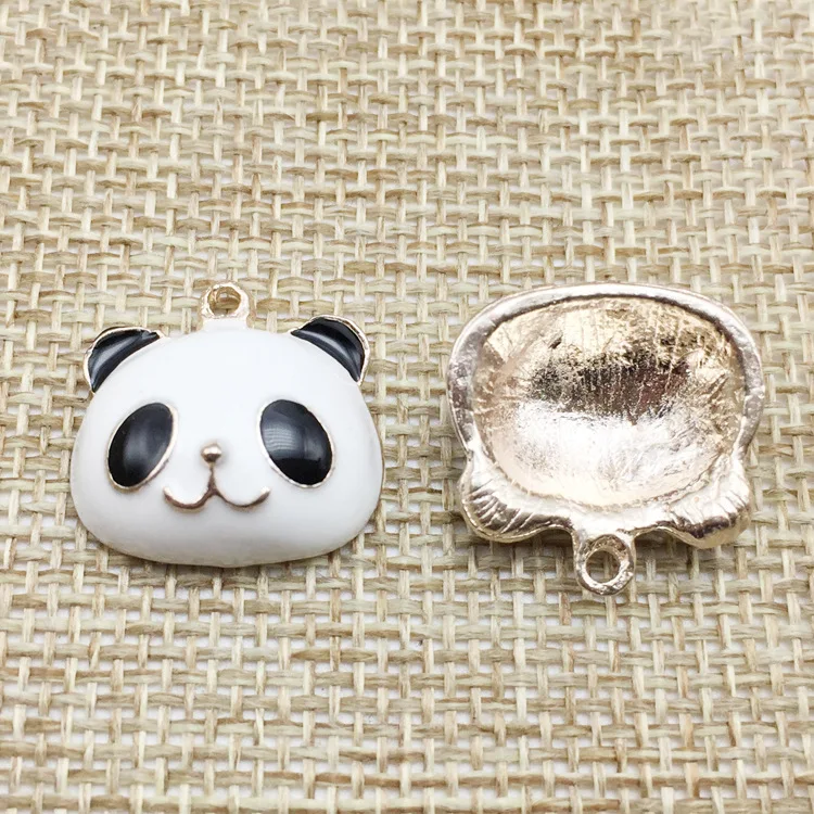 10 шт 18*18 мм DIY Материал металлическая эмаль Китай панда животное амулеты орнамент