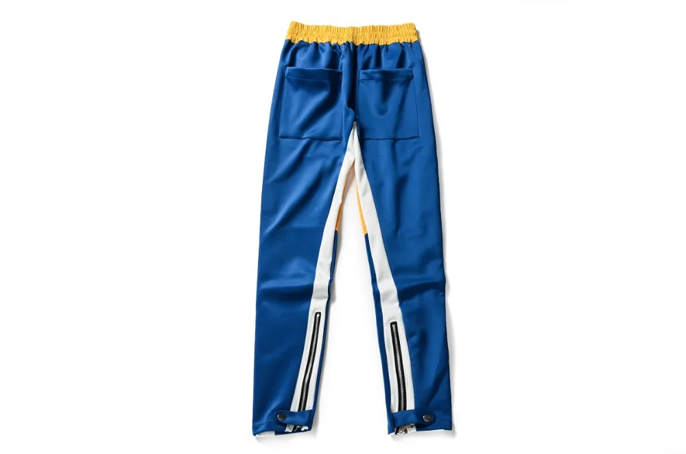 

HZIJUE Brand Street Retro Patchwork Pants Hit Color Stitching Side Stripes Elastic Mens Hip Hop Rap Sweatpants Joggers 2018