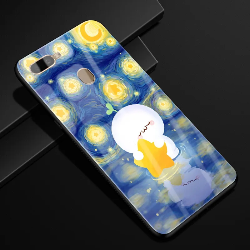 22 Для OPPO A7 чехол 6,2 ''стеклянный силиконовый бампер+ Жесткий PC стекло задняя крышка для OPPO AX7 CPH1901 CPH 1901 OPPOA7 AX 7 A 7 чехол для телефона s - Цвет: 22