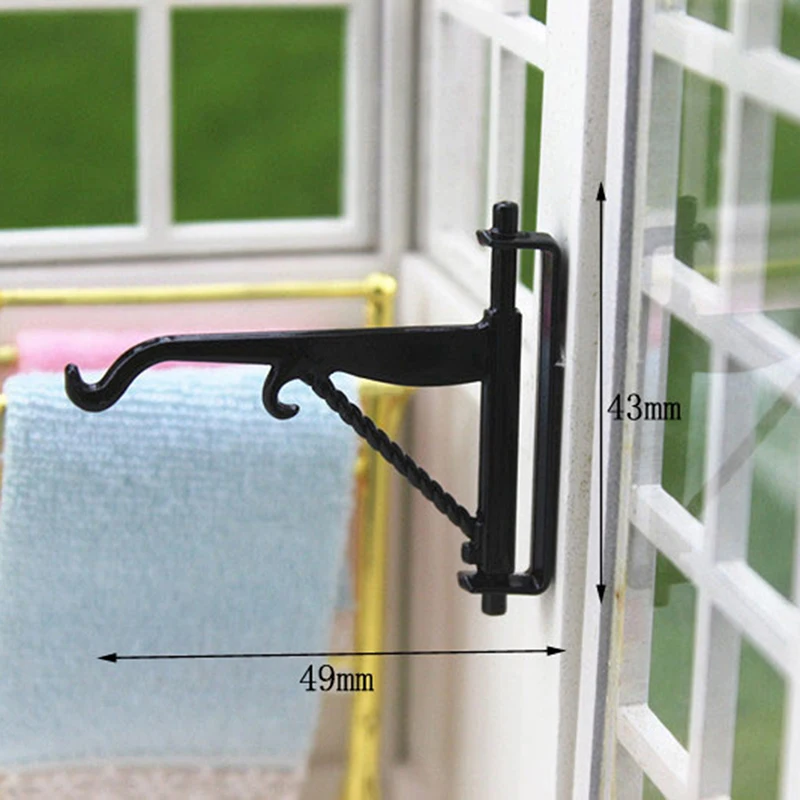 Новая продажа 1:12 кукольный домик миниатюрные черные крючки вешалка притворяться