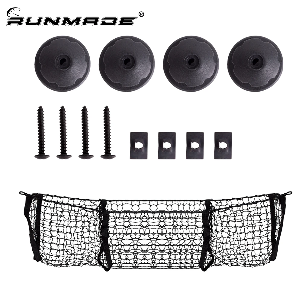 

runmade Three Pockets Mesh Storage Net Elastic Carrier Mesh Net Trunk Cargo Organizer Car Interior Storage Bags Stowing Tidying