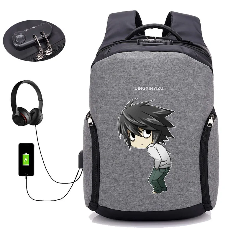 Аниме тетрадь смерти рюкзак зарядка через USB ноутбук портфели для школьников