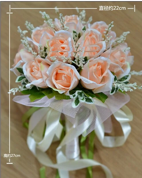 

Champagne rose Korean simulation bride wedding bouquet bridal flowers