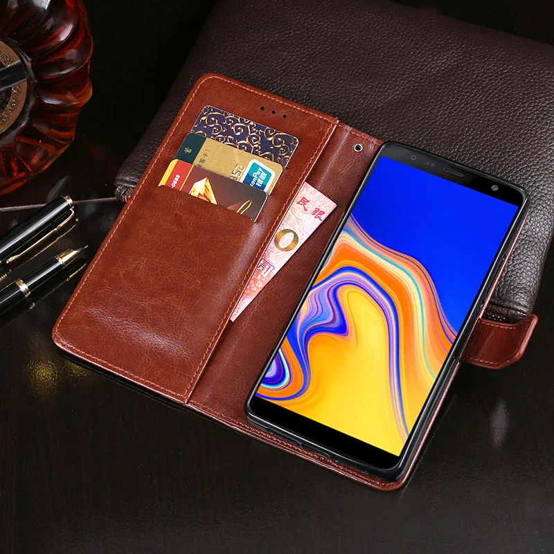 Чехол для Samsung Galaxy J4 Plus Роскошный кожаный флип-чехол + SM-J415F чехол телефона