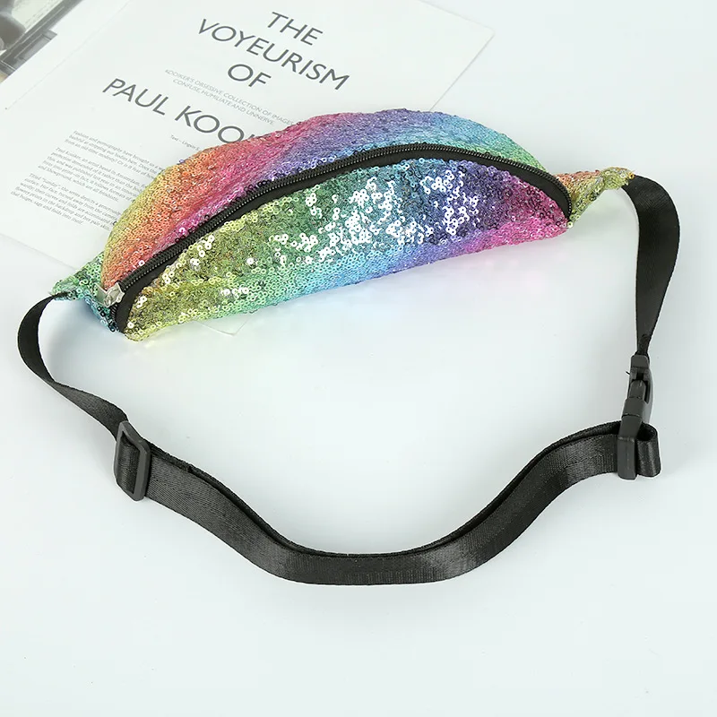 

BISI GORO Multifunctional large-capacity waistpack Fanny Pack for Women PAILLETTE motion chest bag Banana Pouchm waist bag
