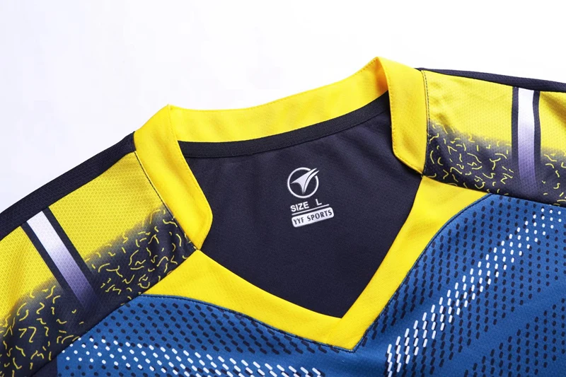 Blue Sports Quick Dry breathable badminton shirts,Women/Men table tennis group game running training Sport V Neck T Shirts