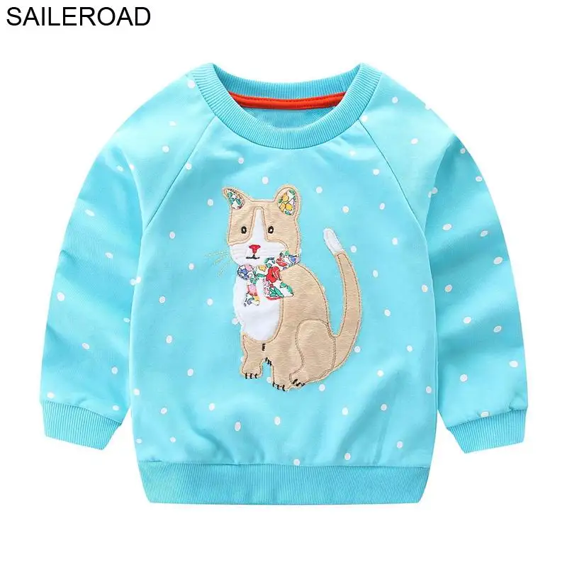 SAILEROAD Animal Bird Аппликации Детские кофты 7 лет для девочек Одежда Зимние теплые детские футболки с длинным рукавом Детские толстовки