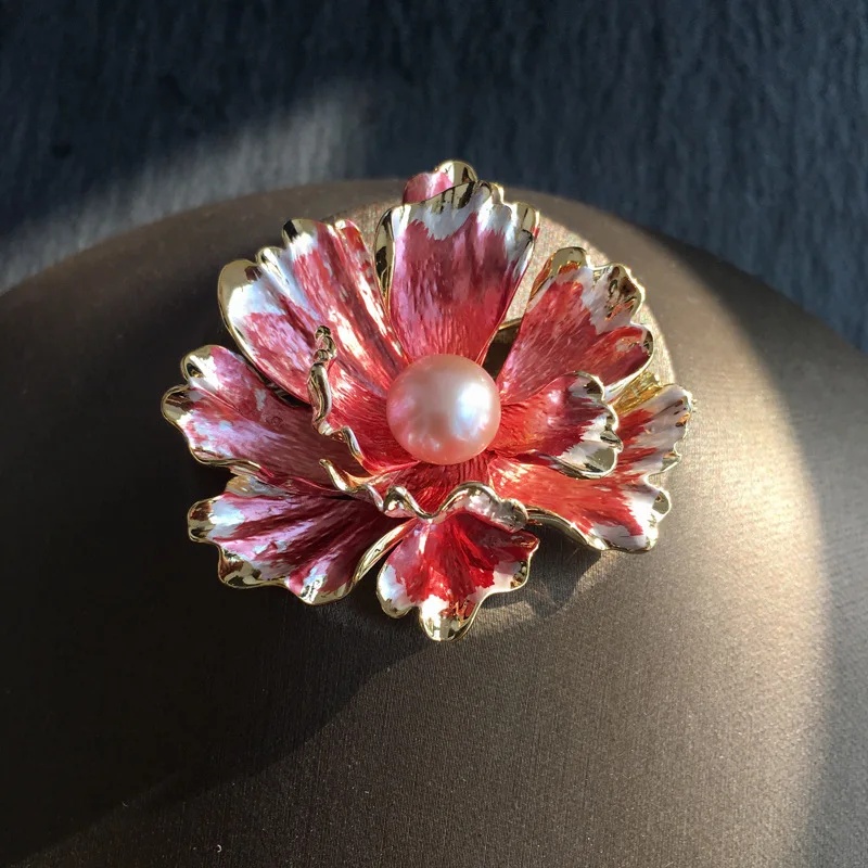Роскошные Броши в форме цветка для женщин винтажная Глянцевая брошь из