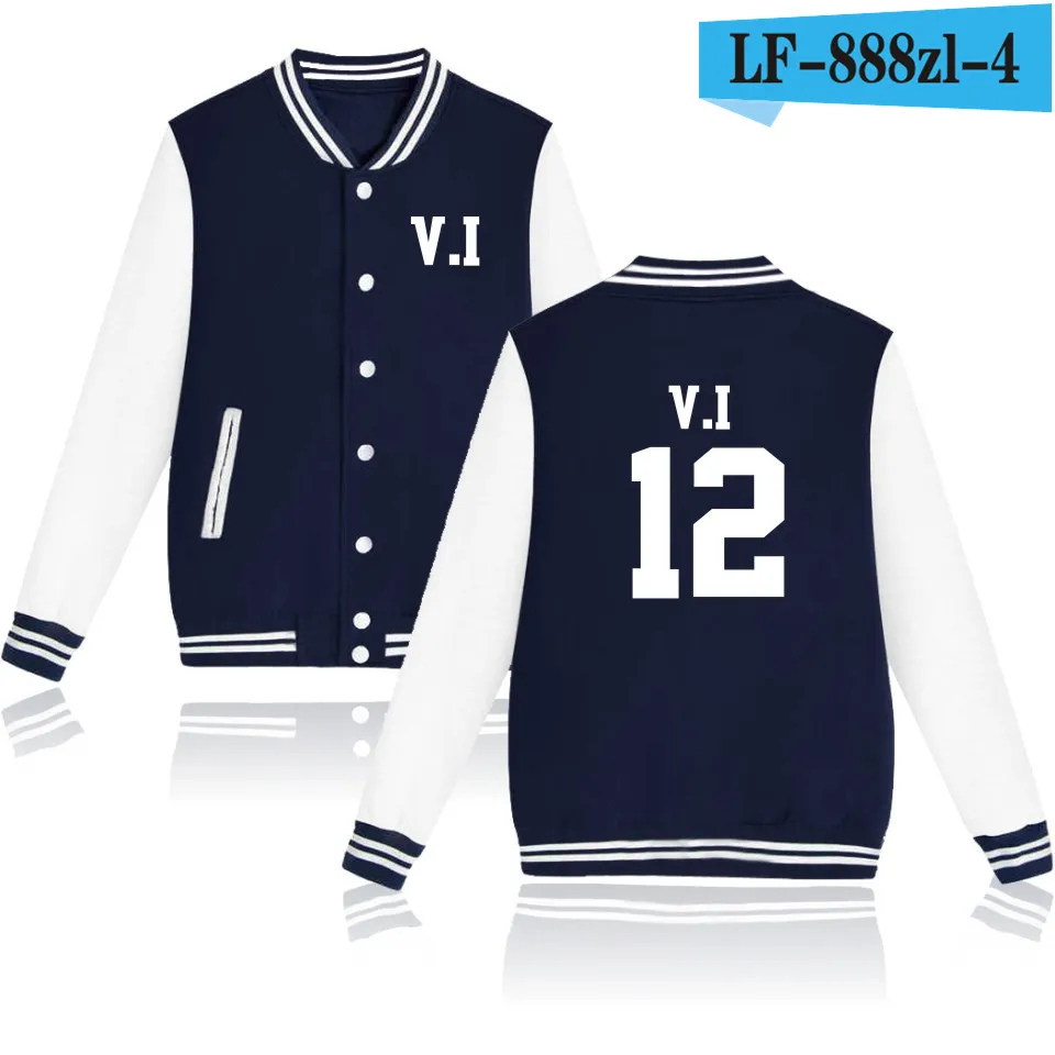 Navy Blue and White Bigbang KPOP бейсбол Толстовка для женщин T. O. p GD g-дракон монолитным теплые зимние толстовки с капюшоном Мужская модная куртка одежда - Цвет: Navy Blue and White