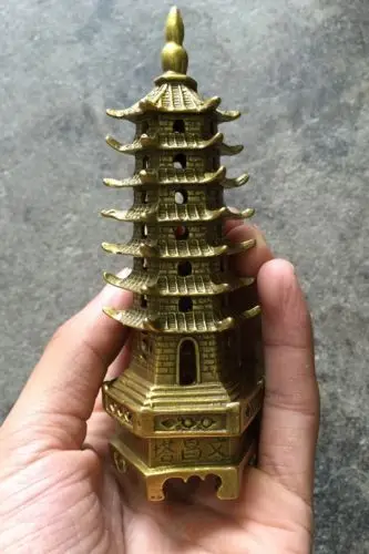

Китайский буддистский храм brass башня Wenchang chedi ступа пагода статуя home металлические украшения ручной работы