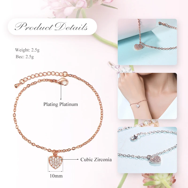 UMODE новые классические браслеты с кубическим кристаллом в форме сердца для