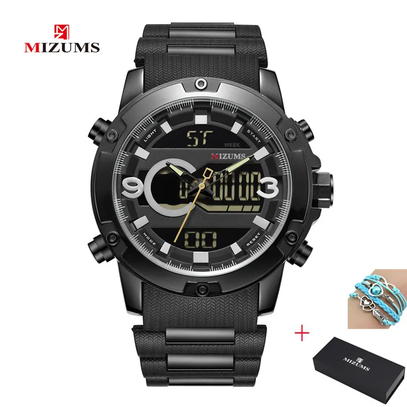 2019 MIZUMS Double Movement Fashion Men Watch Luxury Brand Mens Quartz Silicone Waterproof Military Sports Watches Male Clock mens watches top brand luxury six hole sports men s watch fashion trend silicone quartz watch male watch gifts for men