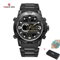 2019 mizums double movement fashion men watch luxury brand mens quartz silicone waterproof military sports watches male clock