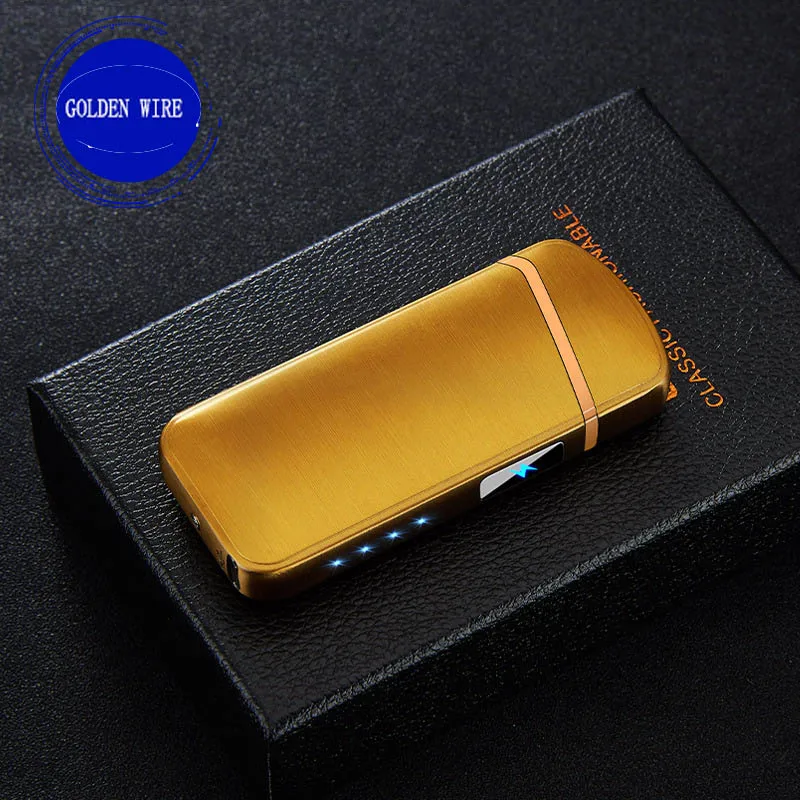 Отпечаток пальца сенсорная электрическая зажигалка с гнездом USB двойная дуга