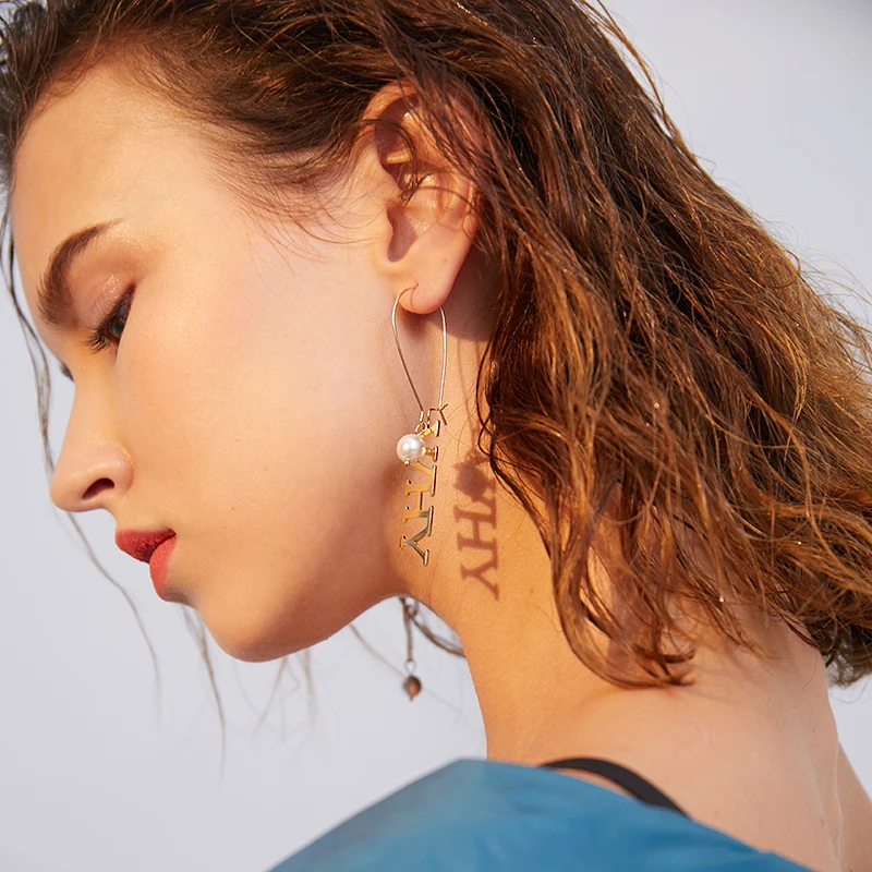 Жемчужные серьги асимметричные женские темперамент Корейская личность