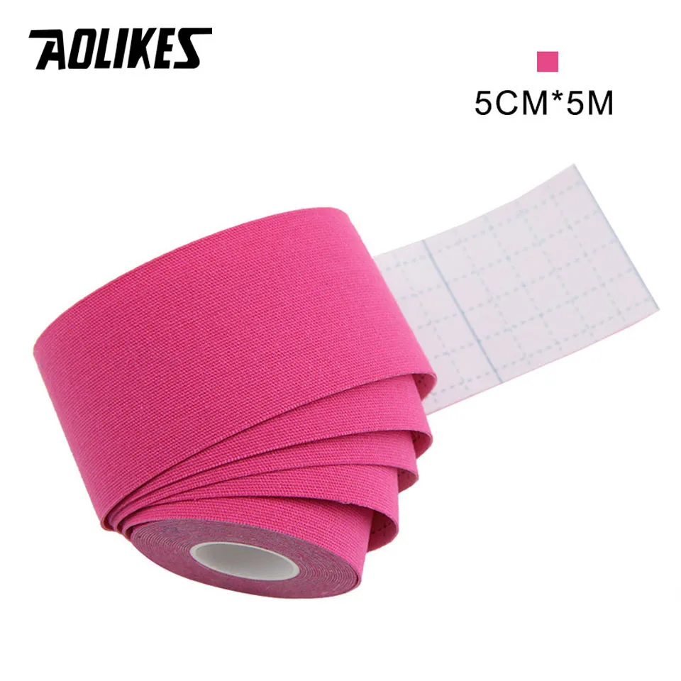 Pink AOLIKES эластичная кинезиологическая лента Атлетическая восстанавливающая Спортивная безопасность мышцы облегчение боли наколенники Поддержка тренажерный зал фитнес бандаж - Цвет: Pink