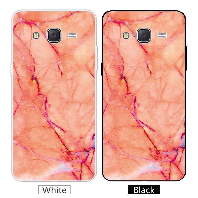Silicone Marb Case for Samsung Galaxy Grand Prime G530 Clear Soft TPU For Black Back Matte Cover |