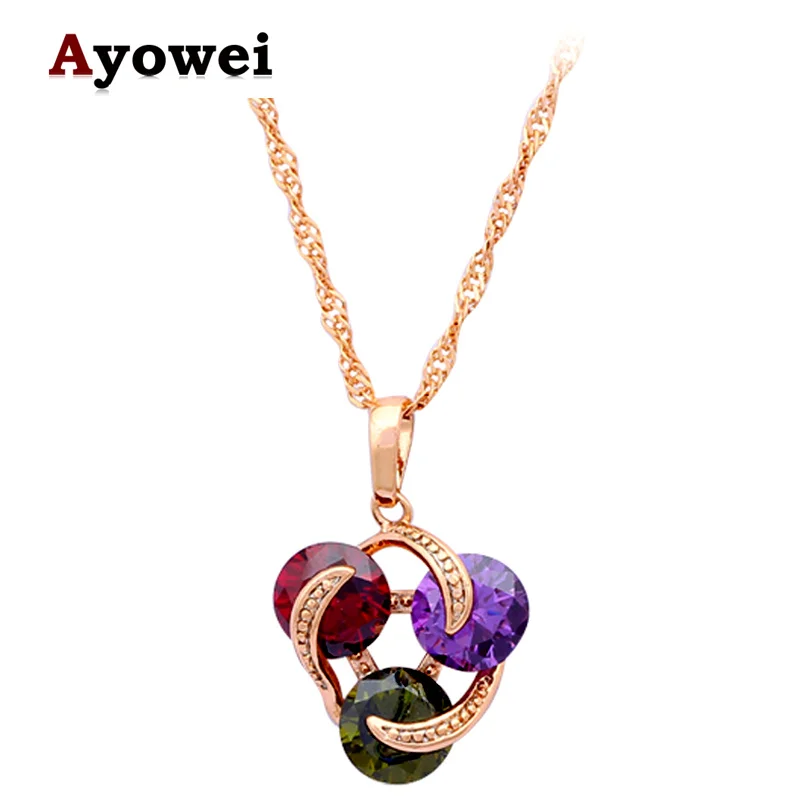 Brand design Color crystal yellow gold tone AAA Zirconia Fashion Jewelry Necklaces &amp Pendants for Women LN254A | Украшения и