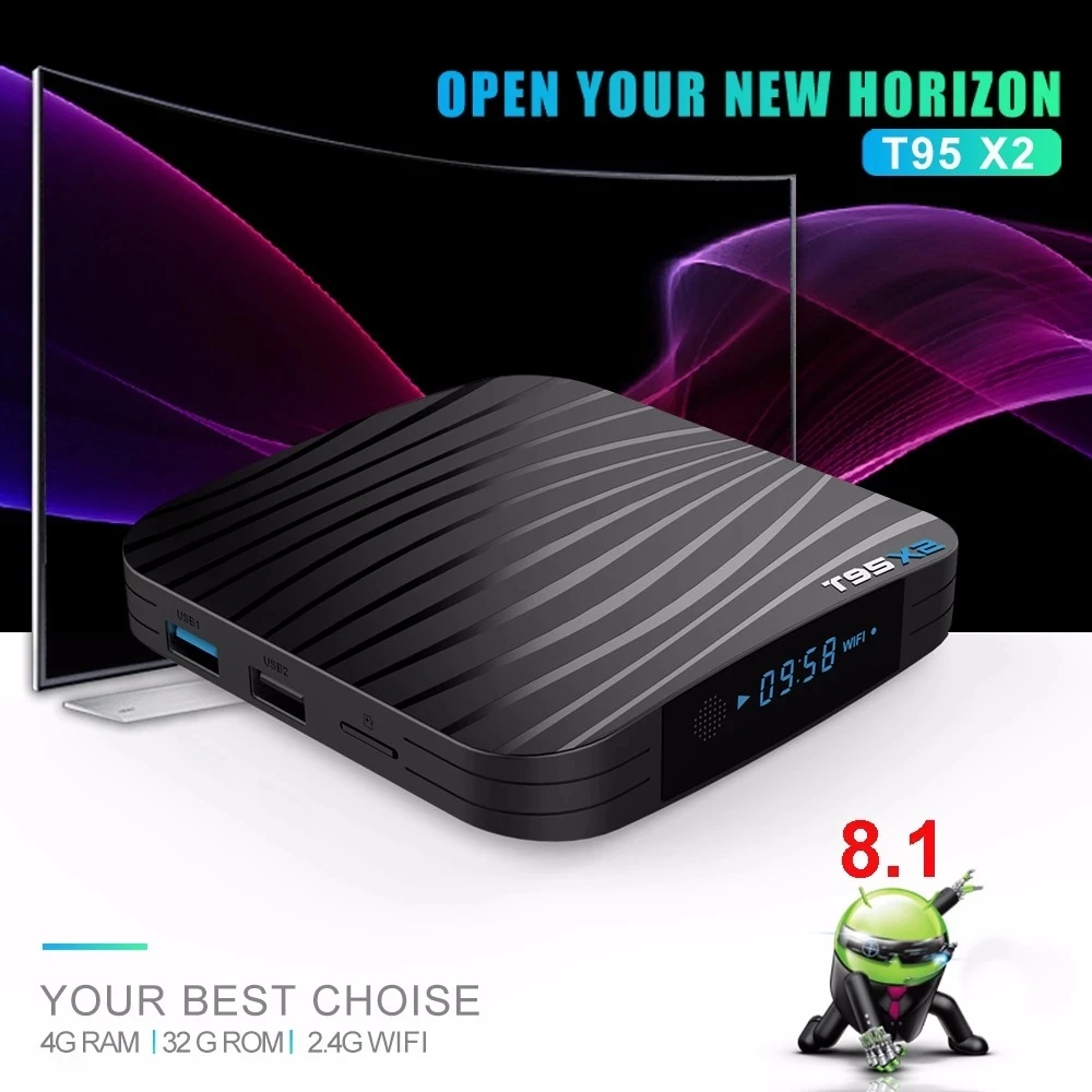 Приставка для Smart TV Ilebygo T95X2 Android 8 1 4 Гб 32 ГБ 64 четырехъядерный Amlogic S905X2 H.265 4K Youtube