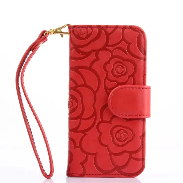 Red Модные 3D цветком камелии из искусственной кожи чехол для iPhone X 7 8 plus, 6 S, 6 Plus, для samsung S8 S9 плюс S7 край Note9 чехлы для телефонов - Цвет: Red