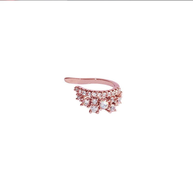 rose crown left Элегантные женские серьги-клипсы в форме короны из кубического циркония, Ретро стиль, полые u-образные серьги в форме короны, без пирсинга, серебряный цвет - Окраска металла: rose crown left