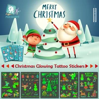 rocooart christmas glowing tattoo stickers luminous temporary tatoo snow man fake tattoo santa flash taty new year gift for kids