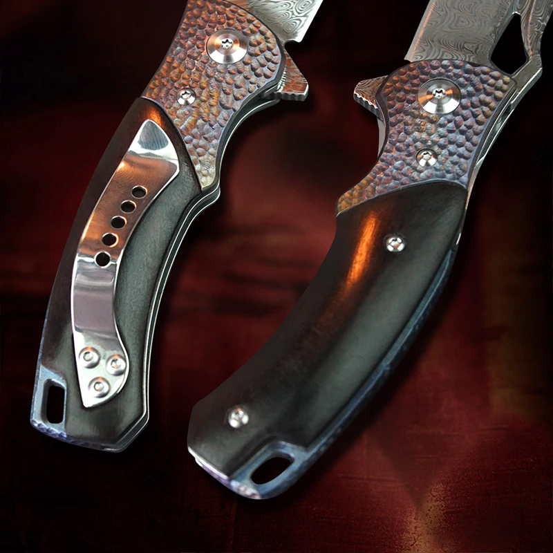 Турен-шведский порошок Дамасская сталь складной нож 60HRC выживания охотничьи