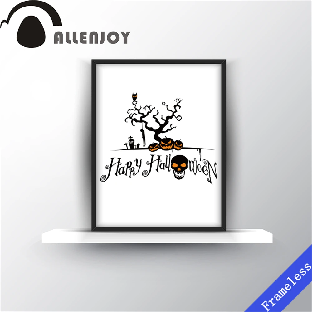 Хэллоуин Сова Летучая мышь мертвое дерево стены искусства Печать холст