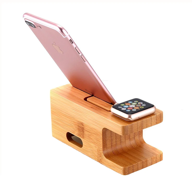 SKSK деревянная зарядная док станция для телефона держатель стенд бамбуковое