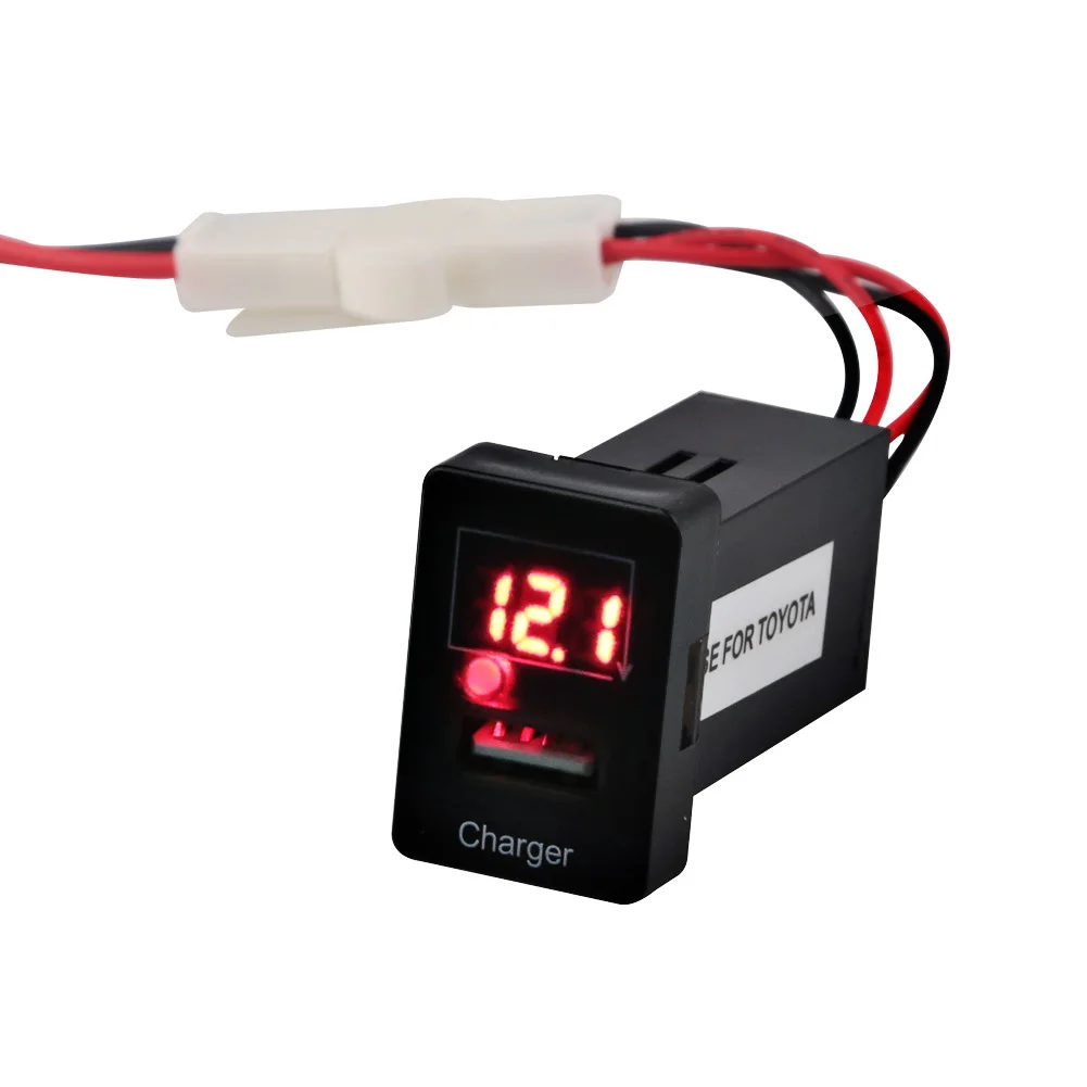 Автомобильный вольтметр с usb-портом 5 в 2 1 А зарядное устройство для телефона TOYOTA