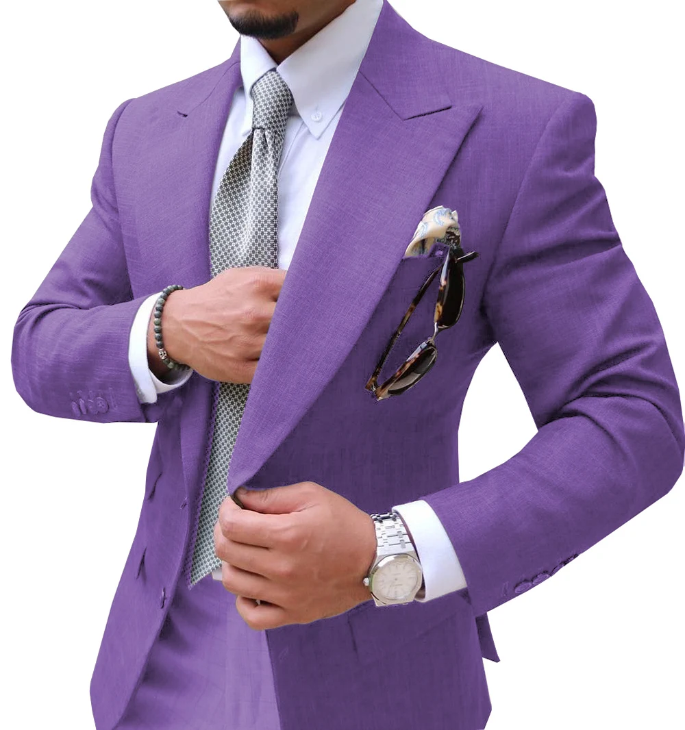 Мужские костюмы Slim Fit из двух частей шампанского деловой пиджак жениха смокинг Блейзер зеленые костюмы для свадьбы выпускного вечера(Блейзер+ брюки