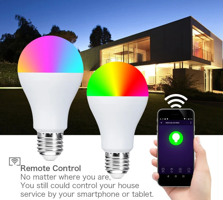 Alexa совместимая с WiFI умная лампа RGB диммер E27 лампа для домашней автоматизации беспроводной пульт дистанционного управления умная электроника
