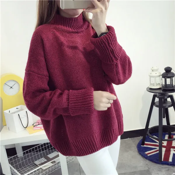 Turtleneck Sweater Women Knitted Oversized Long Sleeve Pullovers Feminino Winter Korean Style Pull Femme | Женская одежда